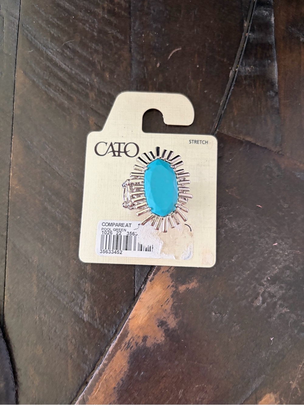 Cato Bright Turquoise Oval Sunburst Stretch Ring